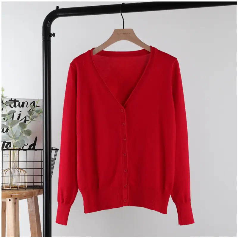 2025 V-Neck Knitted Cardigan Women White - Image 16
