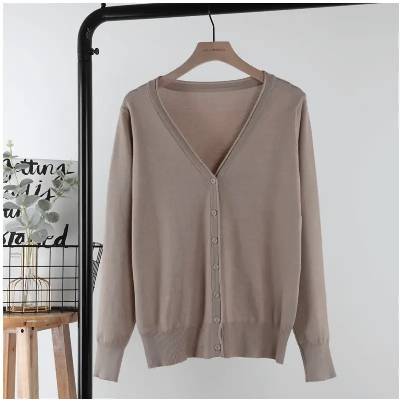 2025 V-Neck Knitted Cardigan Women White - Image 2