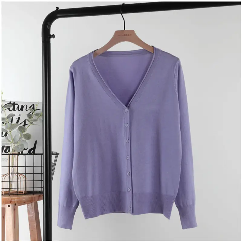 2025 V-Neck Knitted Cardigan Women White - Image 3