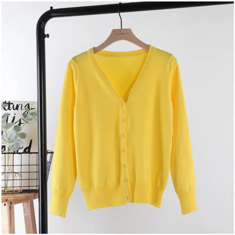 2025 V-Neck Knitted Cardigan Women White - Image 8