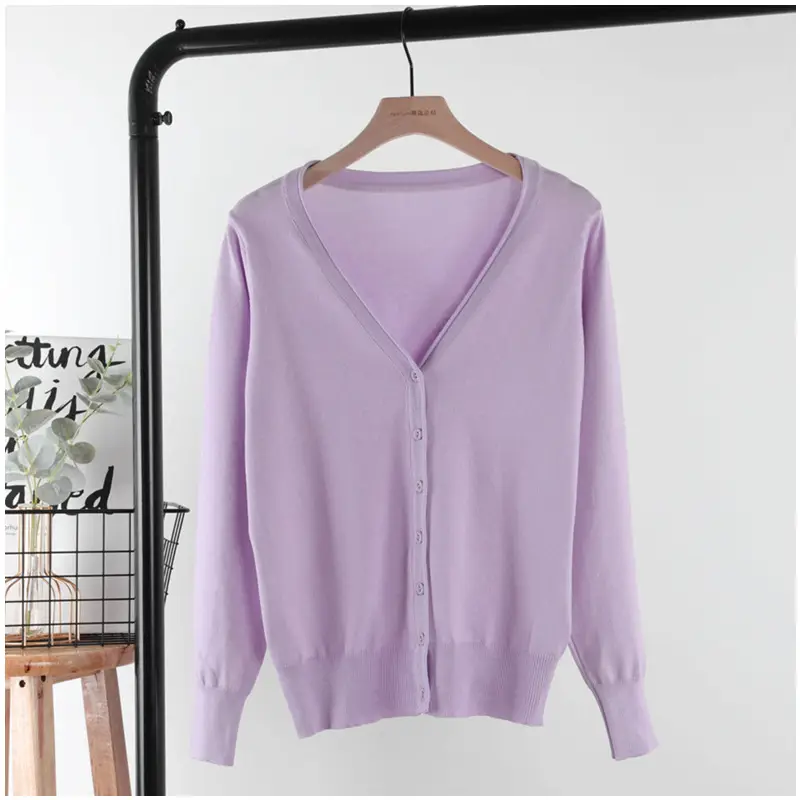 2025 V-Neck Knitted Cardigan Women White - Image 9
