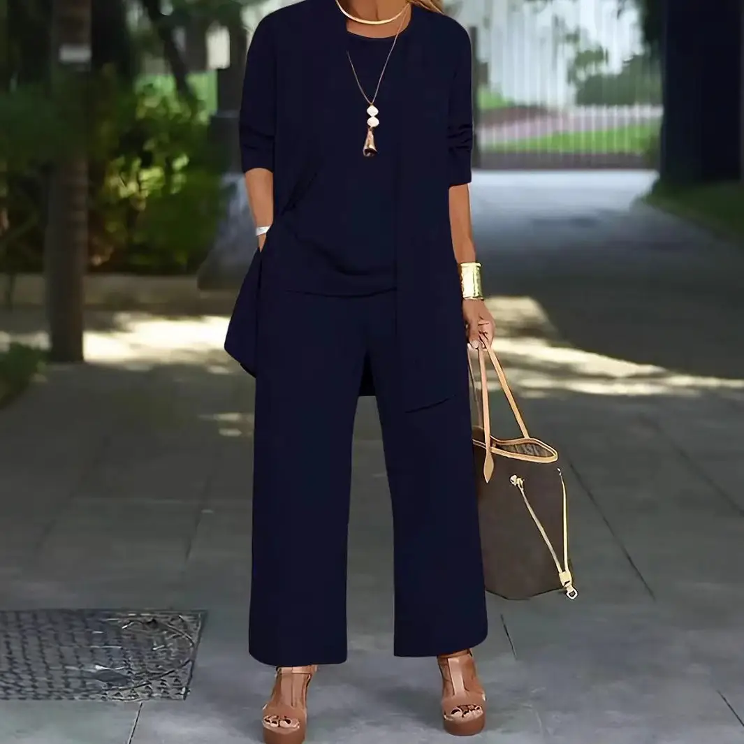 2021 Purple 3-Piece Slimming Plus Size Pants Set - Image 15