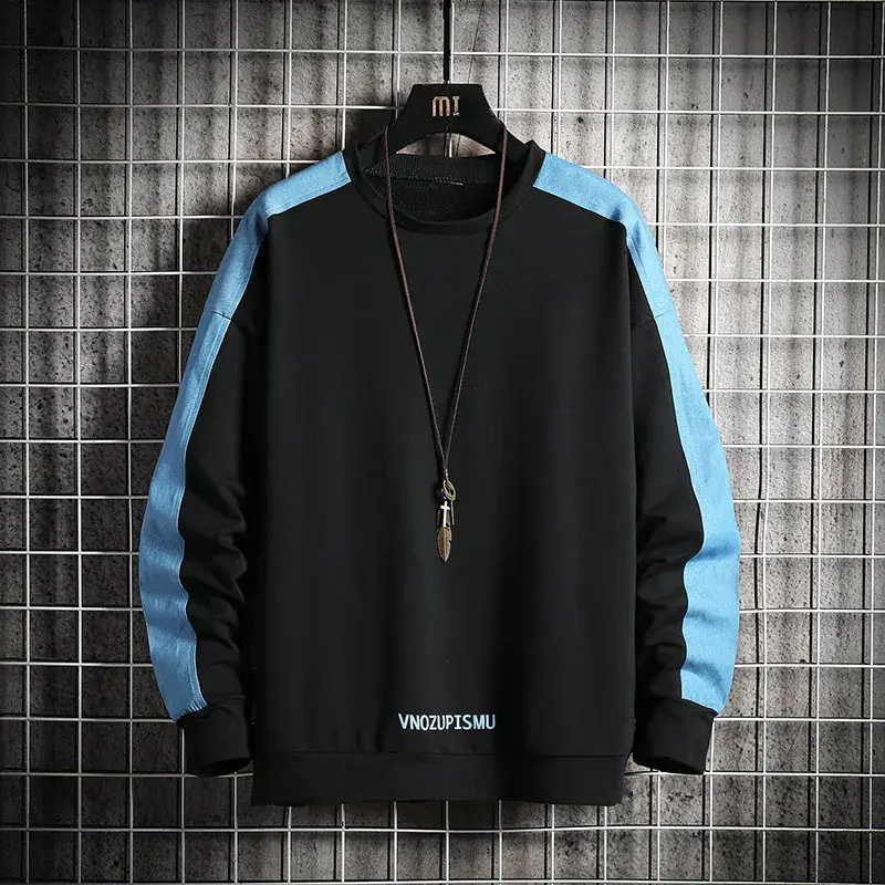 Men Blue Beige Sweatshirt Long Sleeve Casual Wear - Image 6