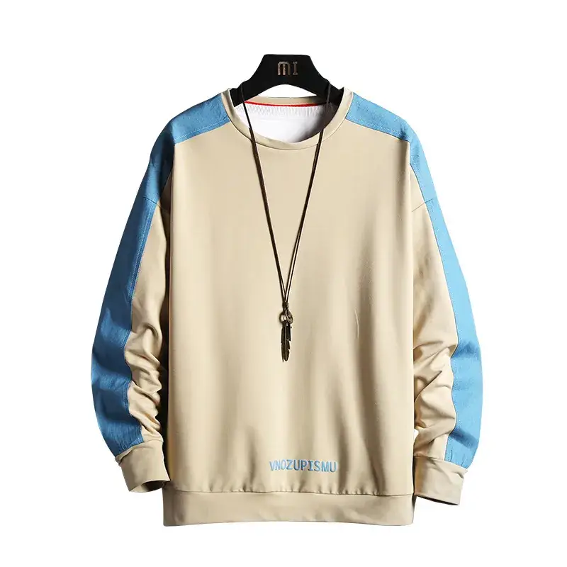Men Blue Beige Sweatshirt Long Sleeve Casual Wear - Image 8