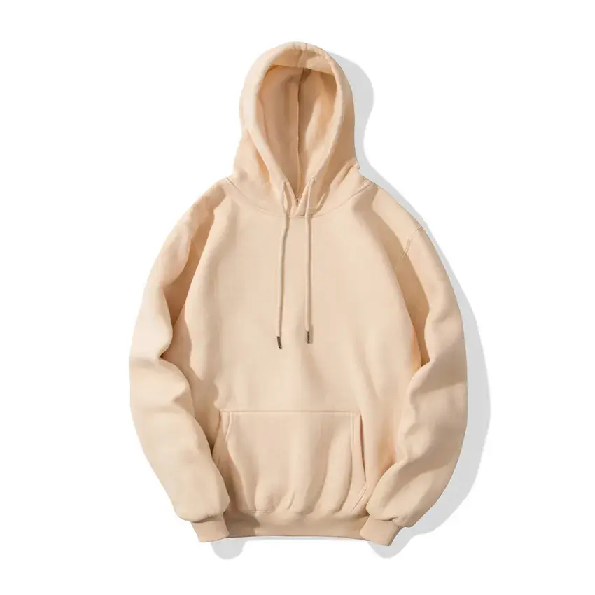 Men's Beige Cotton Hoodie with Cuff Sweat