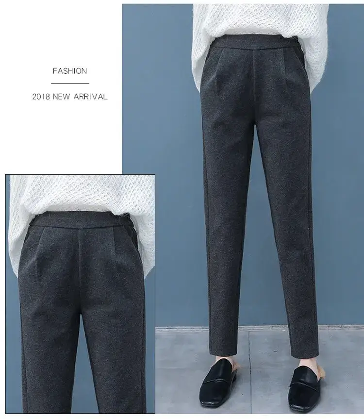 2025 Woolen High-Waisted Pants for Women Beige Black — feature 2