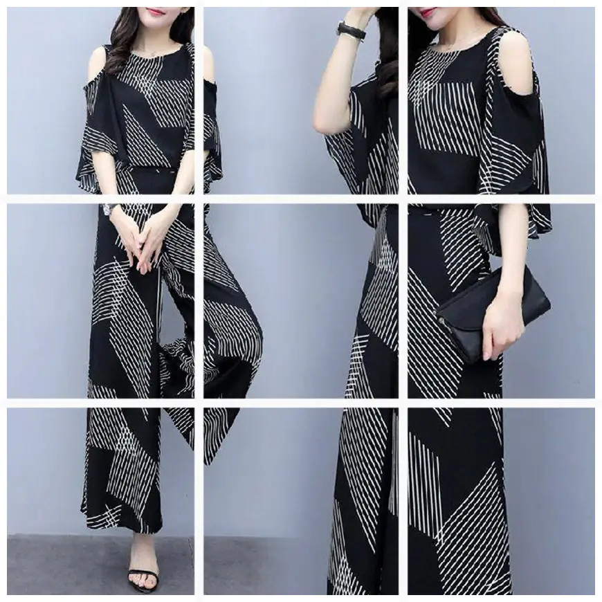 Women Korean Style Off-Shoulder Loose Slimming Suit Black - Image 3