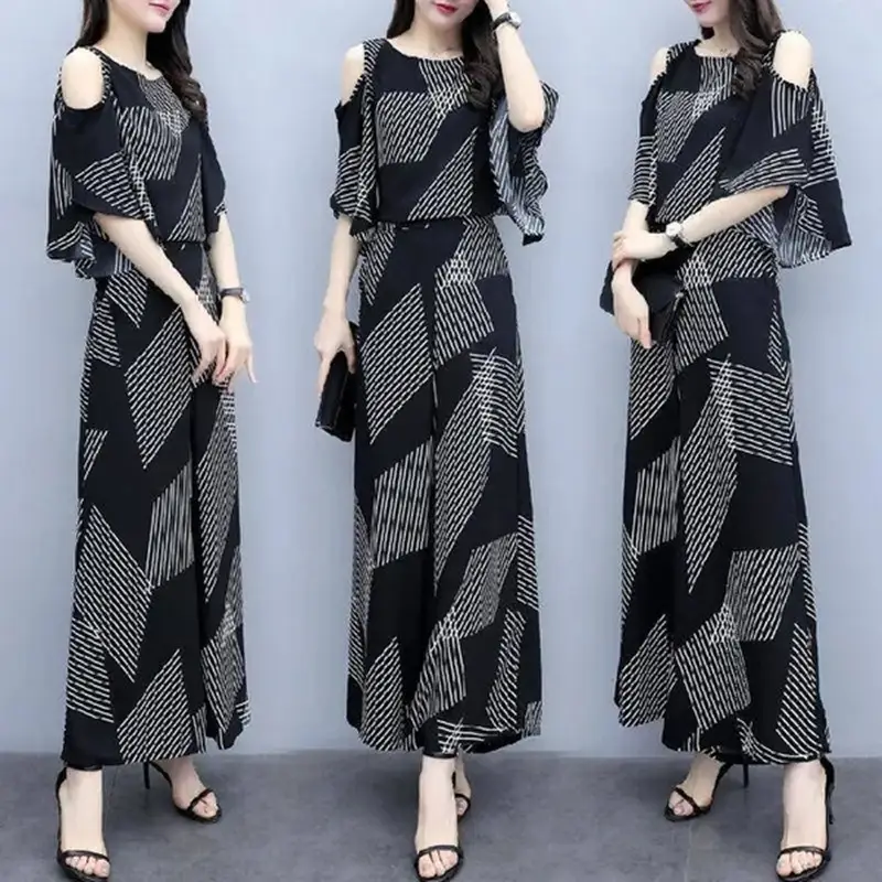 Women Korean Style Off-Shoulder Loose Slimming Suit Black - Image 4