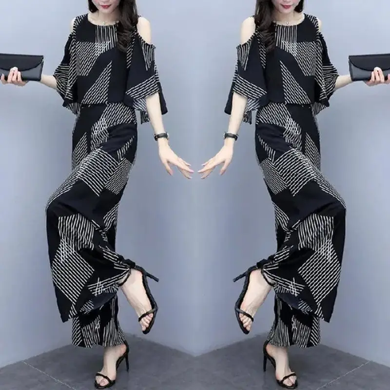 Women Korean Style Off-Shoulder Loose Slimming Suit Black - Image 5