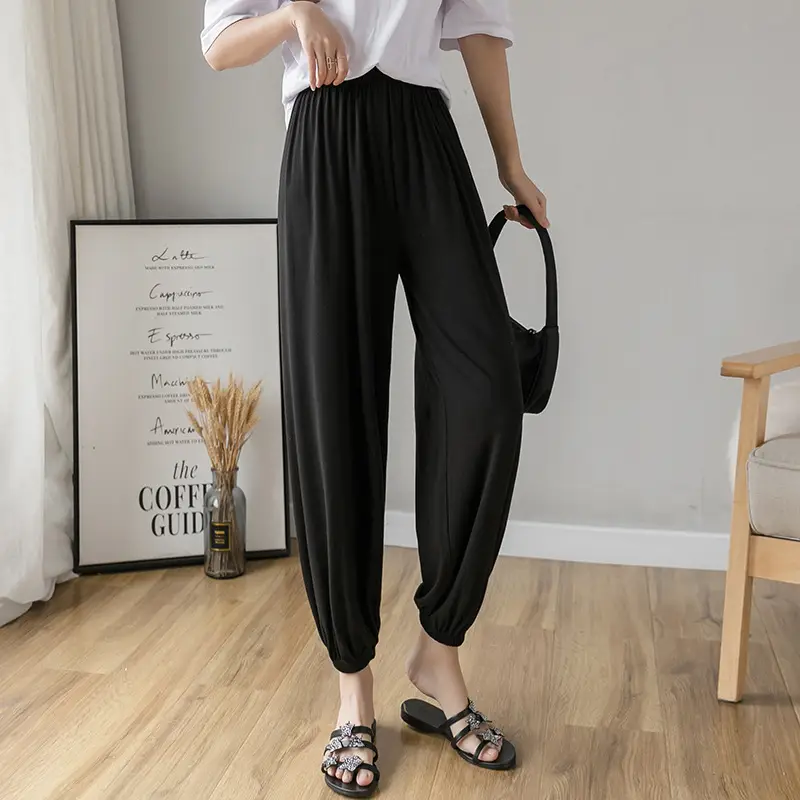 Women Grey Modal Slimming Sports Pants 2025