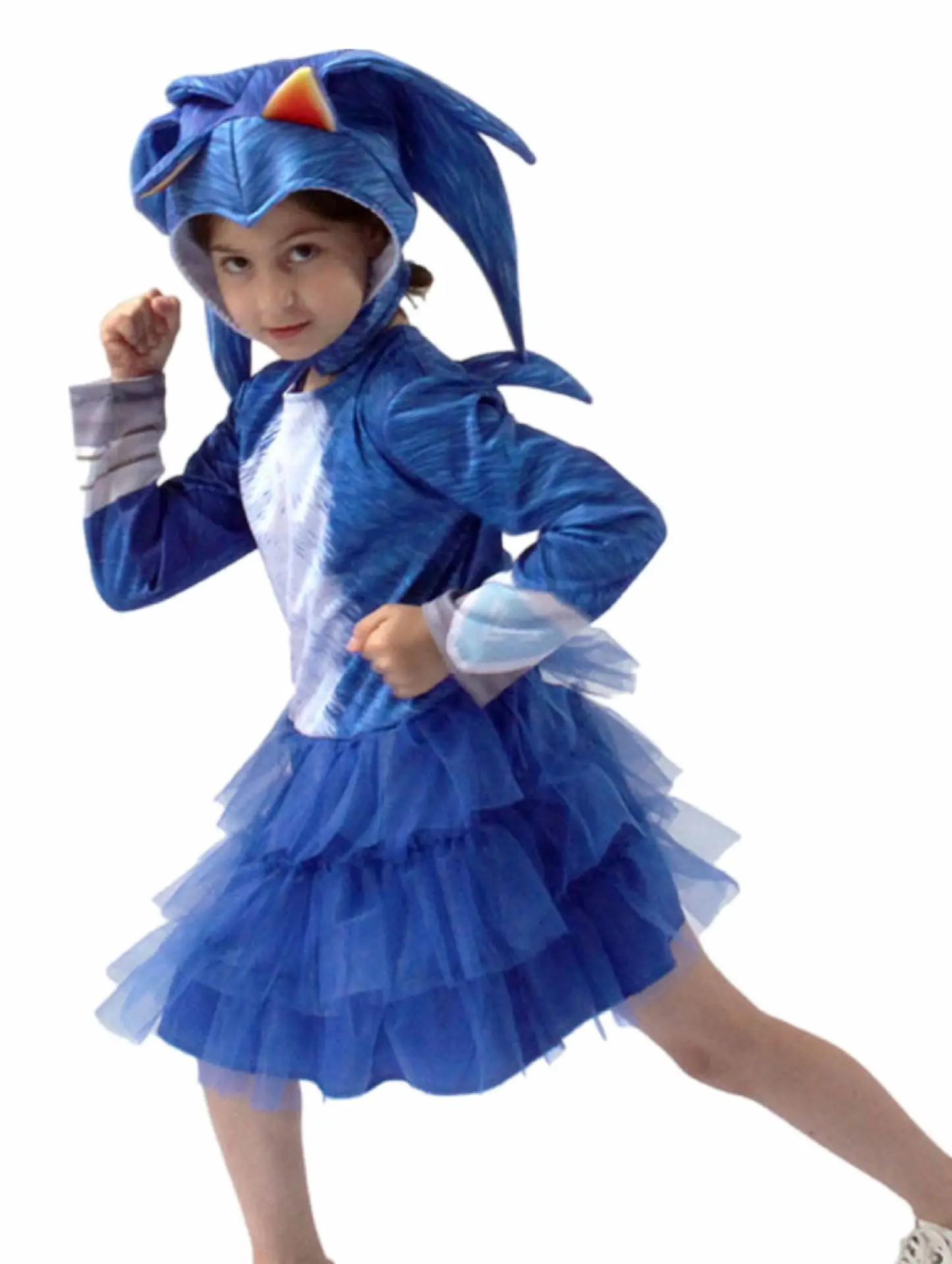 Kids Sonic Halloween Costume Blue Tulle Dress - Image 10