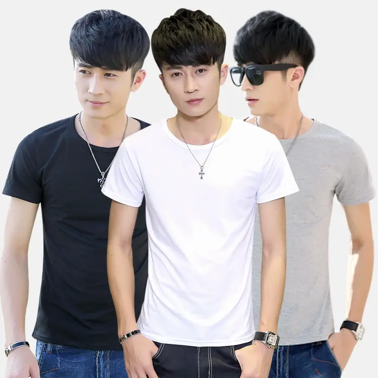Men Olive Green V-Neck Cotton T-Shirt 160g