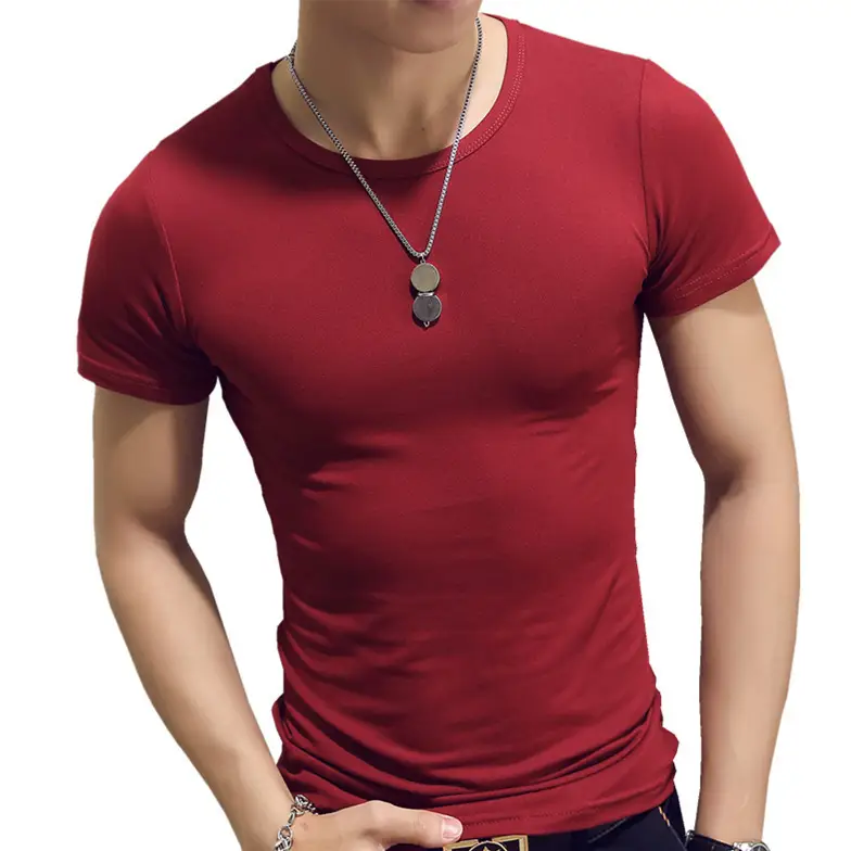 Men Olive Green V-Neck Cotton T-Shirt 160g
