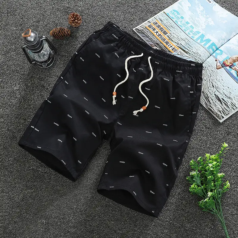 Men Navy Blue Fish Bone Shorts Summer Casual Large - Image 8