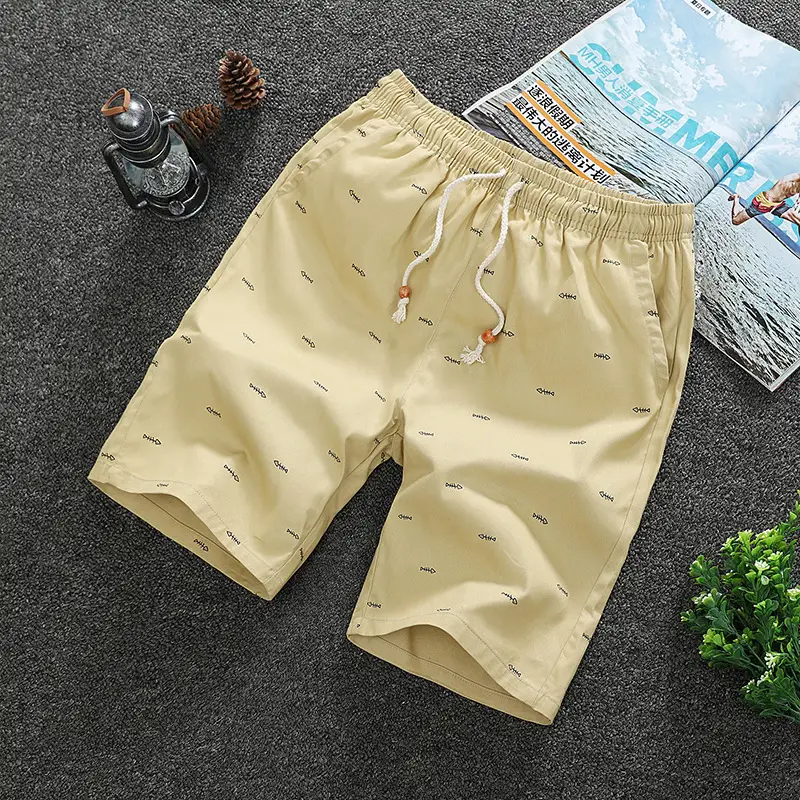 Men Navy Blue Fish Bone Shorts Summer Casual Large - Image 2