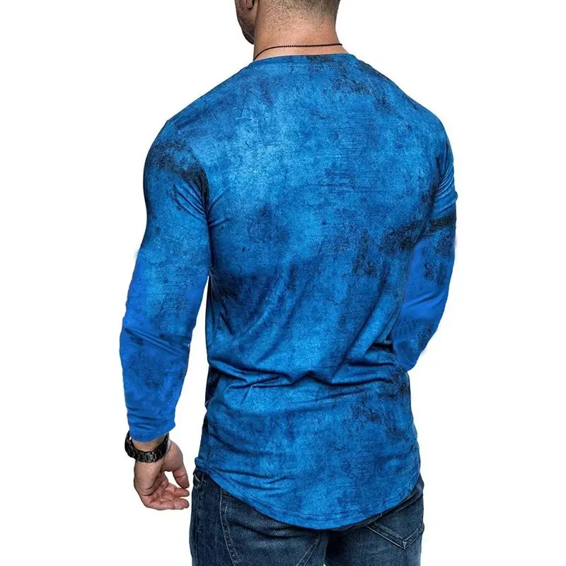 Men 3D Printed Long Sleeve T-Shirt Red Slim Fit — feature 7