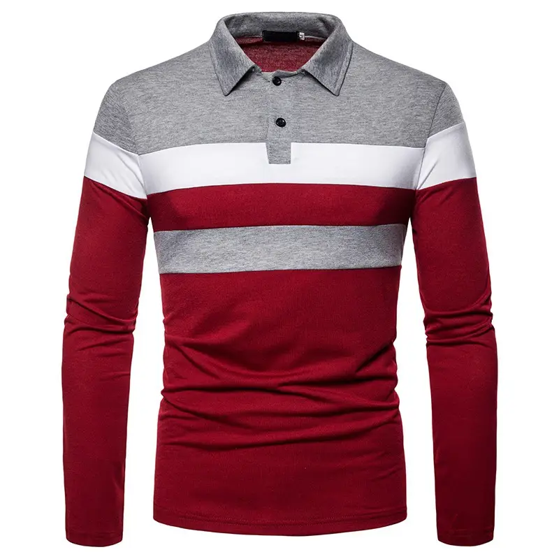 Men 3D Printed Long Sleeve T-Shirt Red Slim Fit