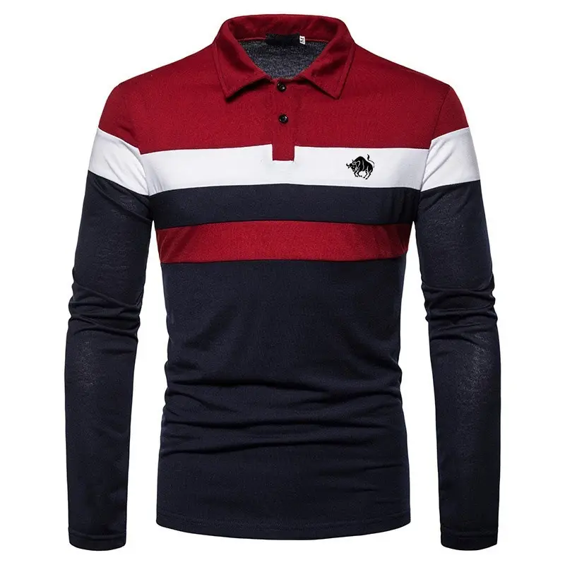 Men 3D Printed Long Sleeve T-Shirt Red Slim Fit