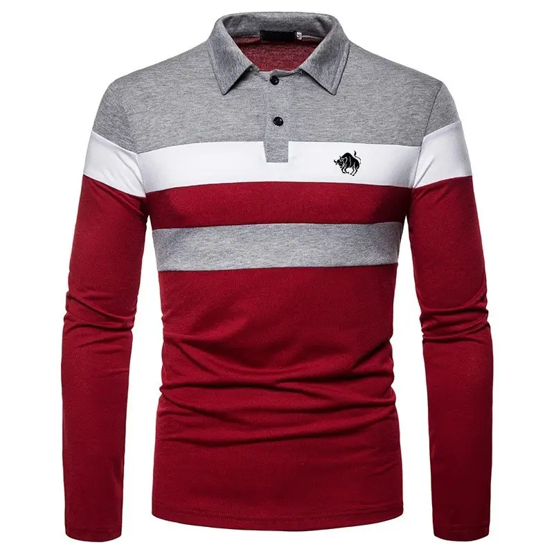 Men 3D Printed Long Sleeve T-Shirt Red Slim Fit