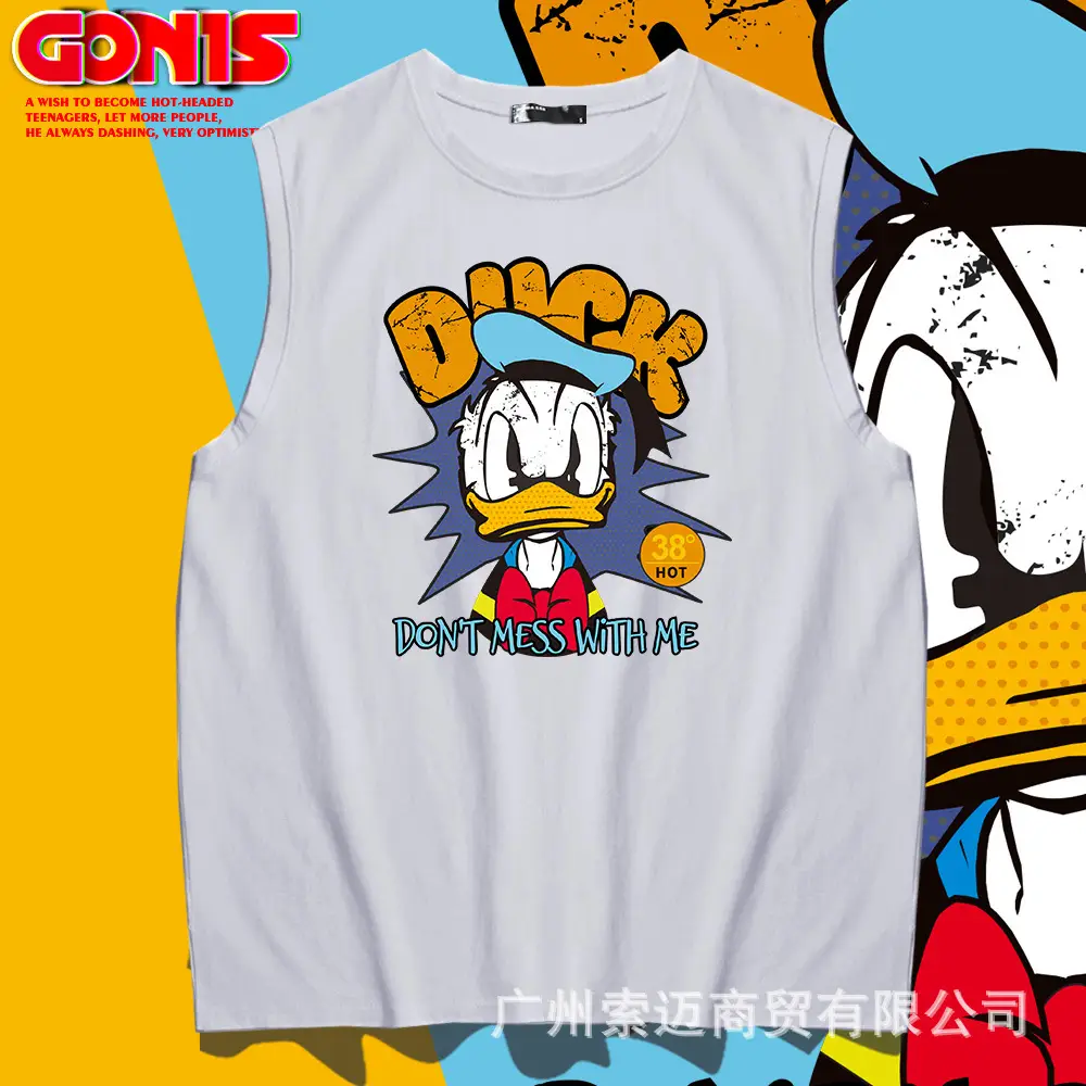 Men's Blue Donald Duck Sleeveless Cotton Vest - Image 9
