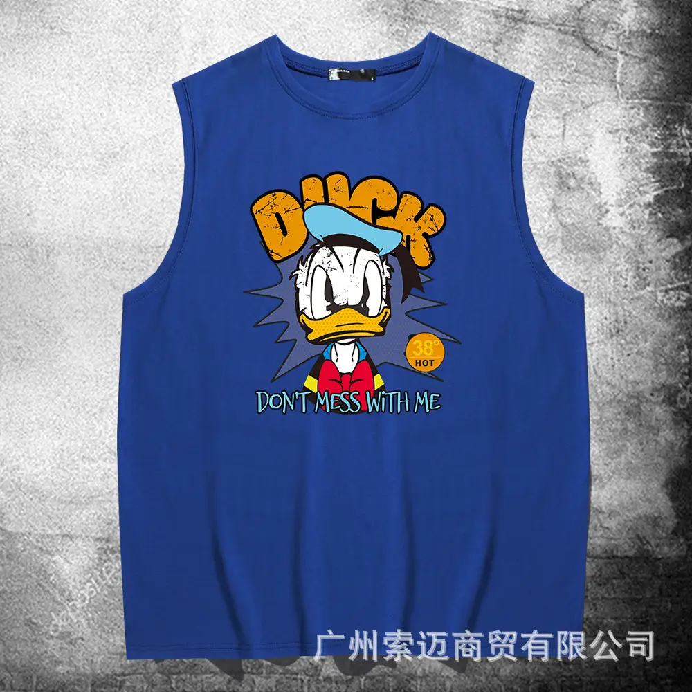 Men's Blue Donald Duck Sleeveless Cotton Vest - Image 11