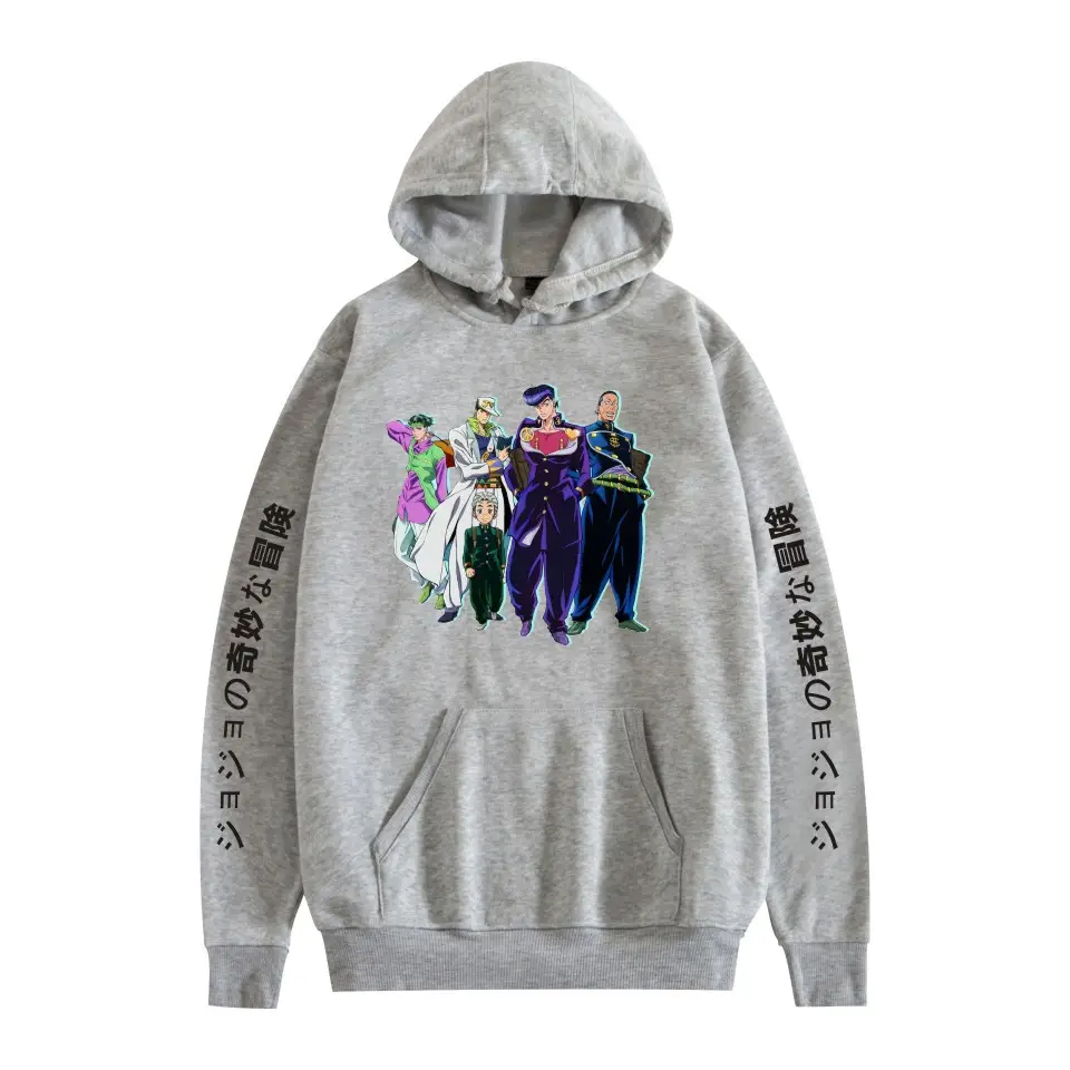 Anime Hooded Vests Gray with Jotaro Design - Image 32