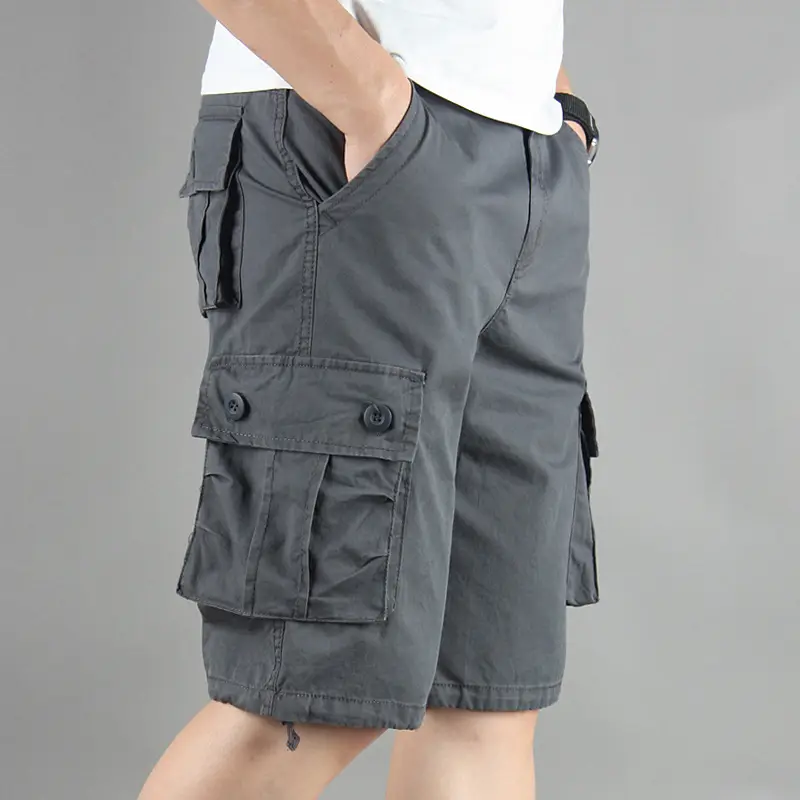 Men Gray Cargo Shorts 2001 Cotton Middle Fit - Image 84