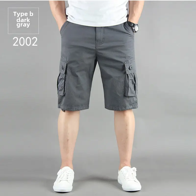 Men Gray Cargo Shorts 2001 Cotton Middle Fit - Image 77