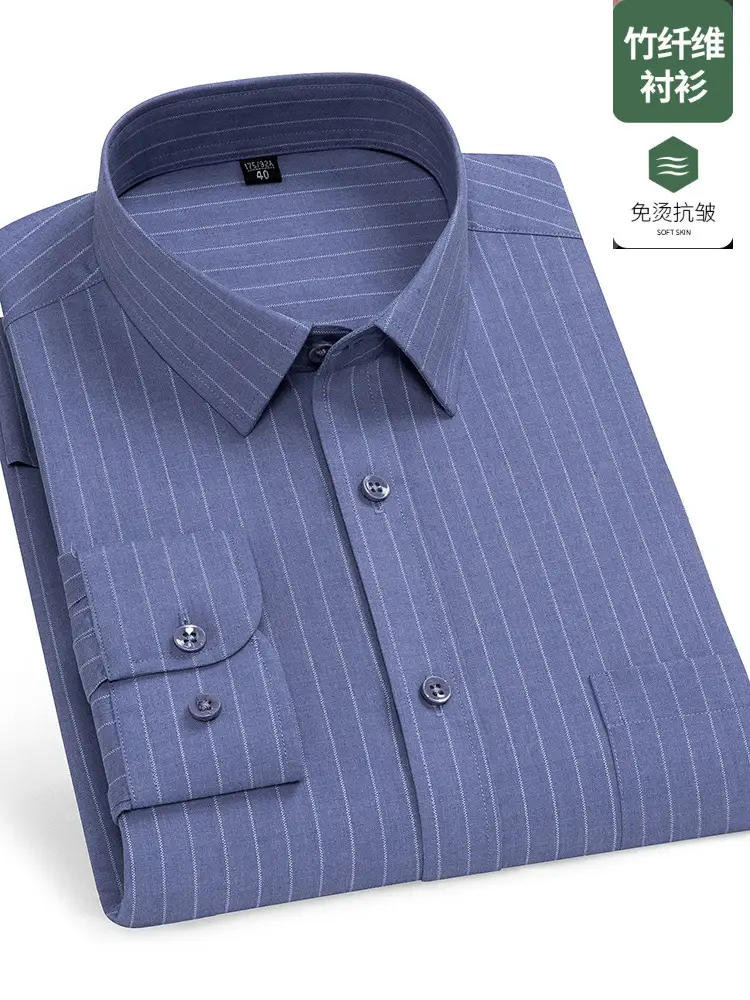 Blue Long Sleeve Shirt for Men Modal Elastic - Image 28