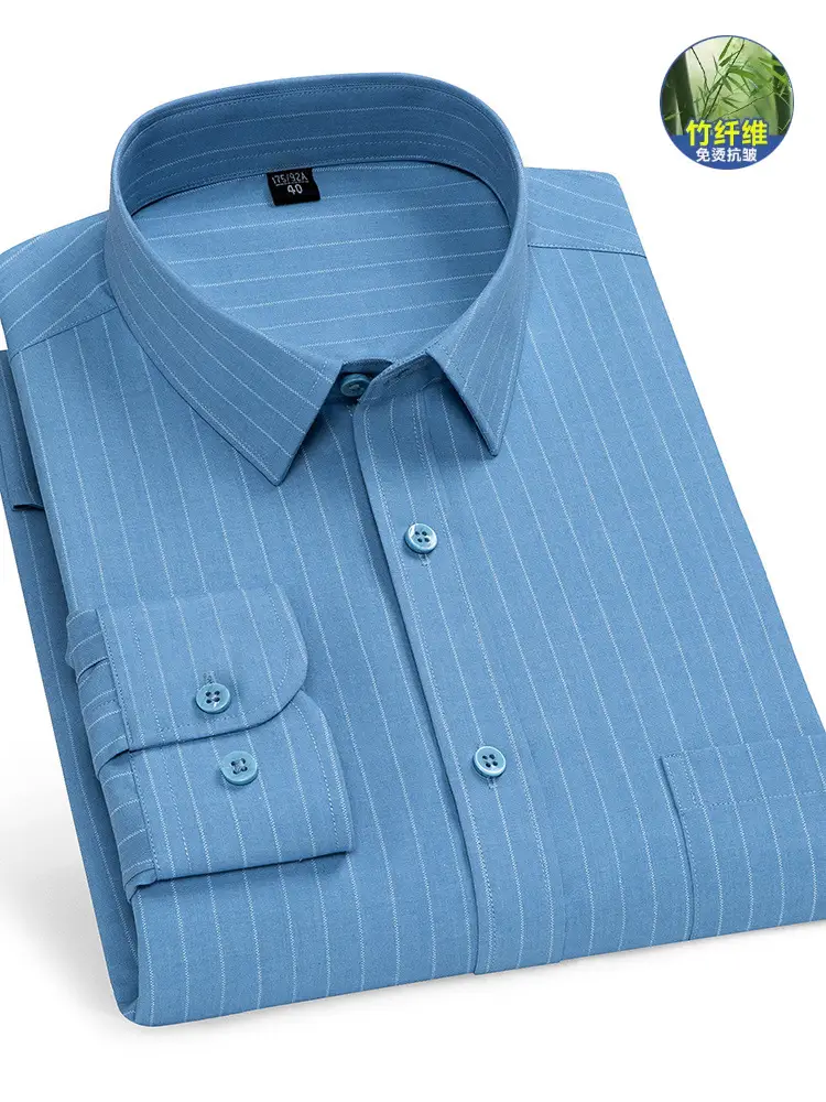 Blue Long Sleeve Shirt for Men Modal Elastic - Image 29
