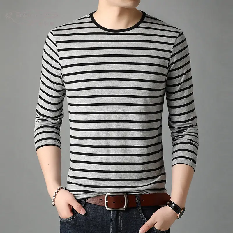 Men Red White Striped Long Sleeve T-Shirt - Image 14