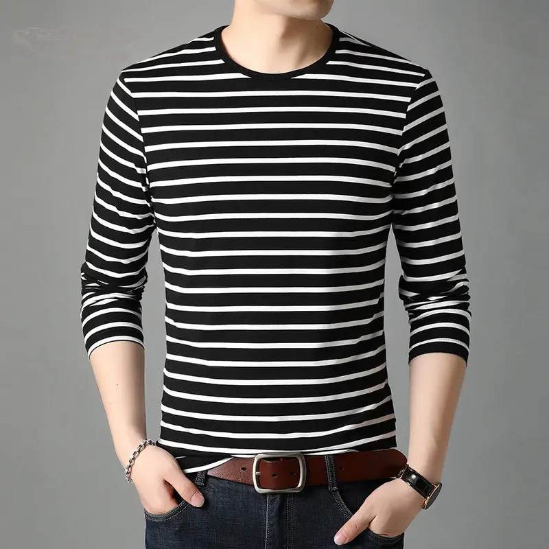 Men Red White Striped Long Sleeve T-Shirt - Image 15