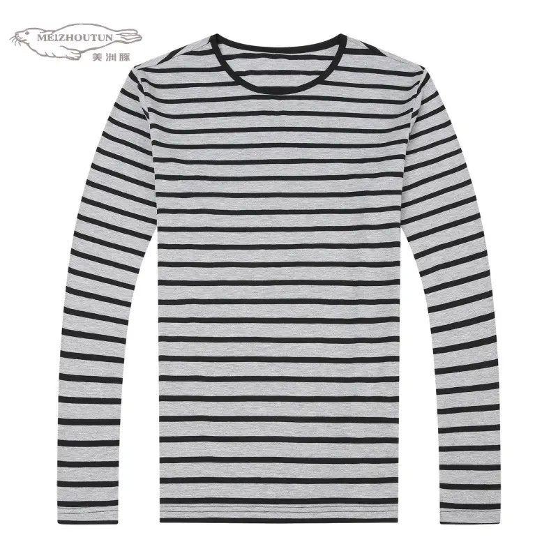 Men Red White Striped Long Sleeve T-Shirt - Image 16