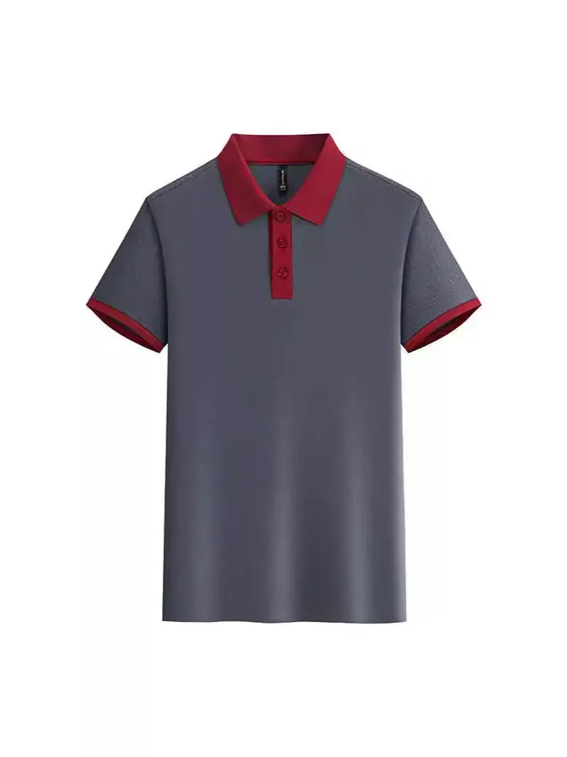 Men Contrast Color Polo Shirt with Custom Lapels - Image 6