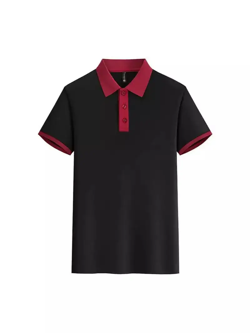 Men Contrast Color Polo Shirt with Custom Lapels - Image 7