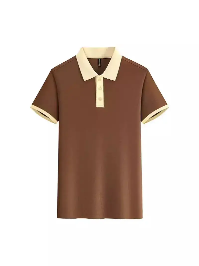 Men Contrast Color Polo Shirt with Custom Lapels - Image 8