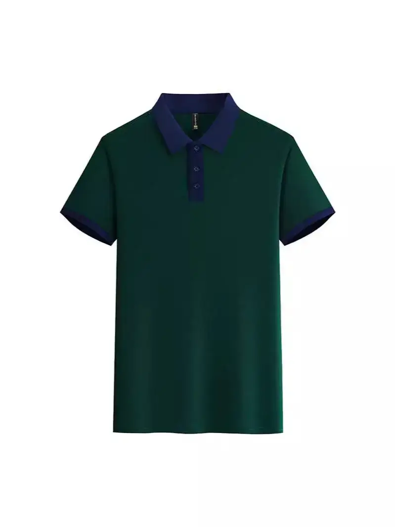 Men Contrast Color Polo Shirt with Custom Lapels - Image 9