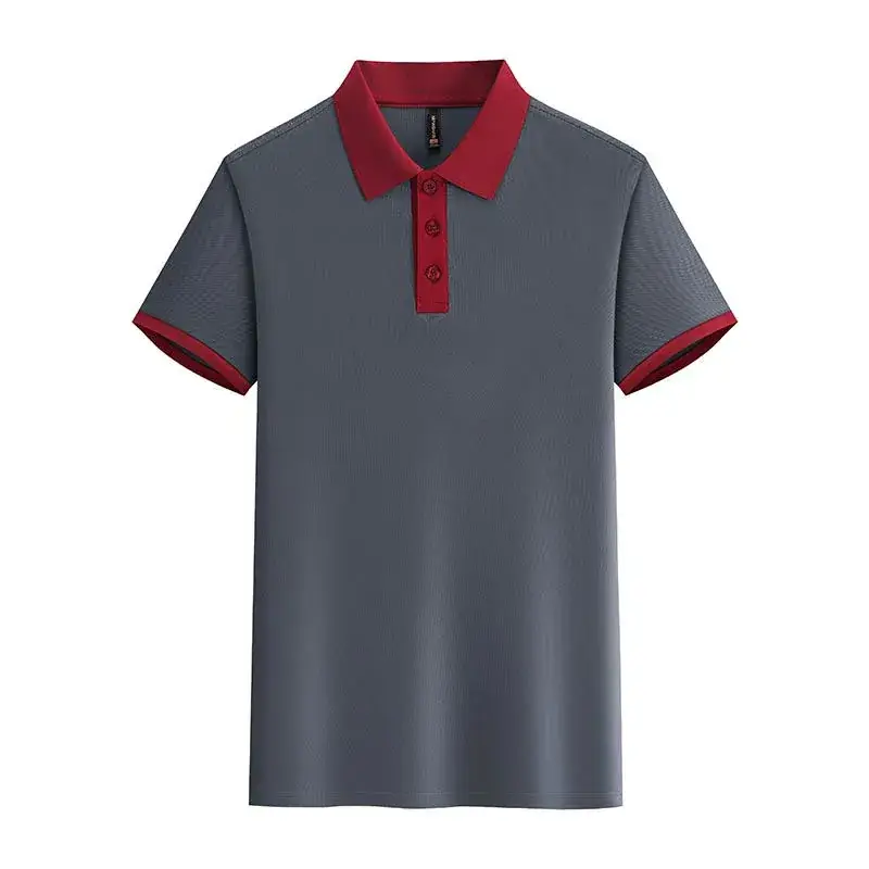 Men Contrast Color Polo Shirt with Custom Lapels - Image 2