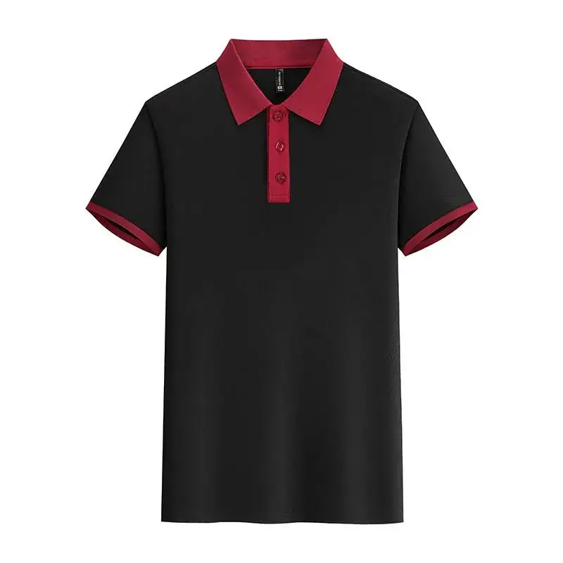 Men Contrast Color Polo Shirt with Custom Lapels - Image 3