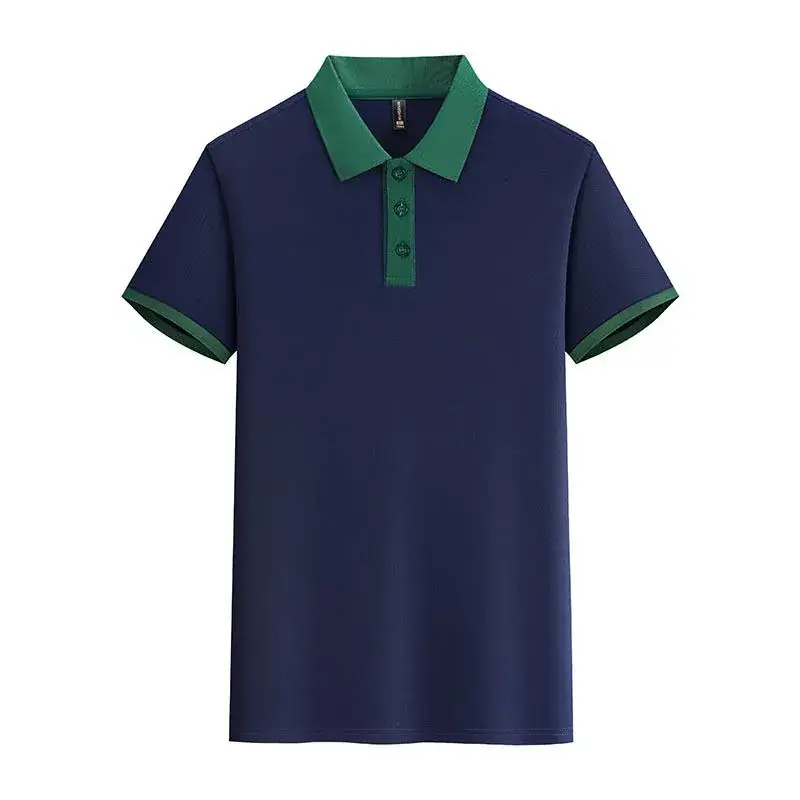 Men Contrast Color Polo Shirt with Custom Lapels - Image 4