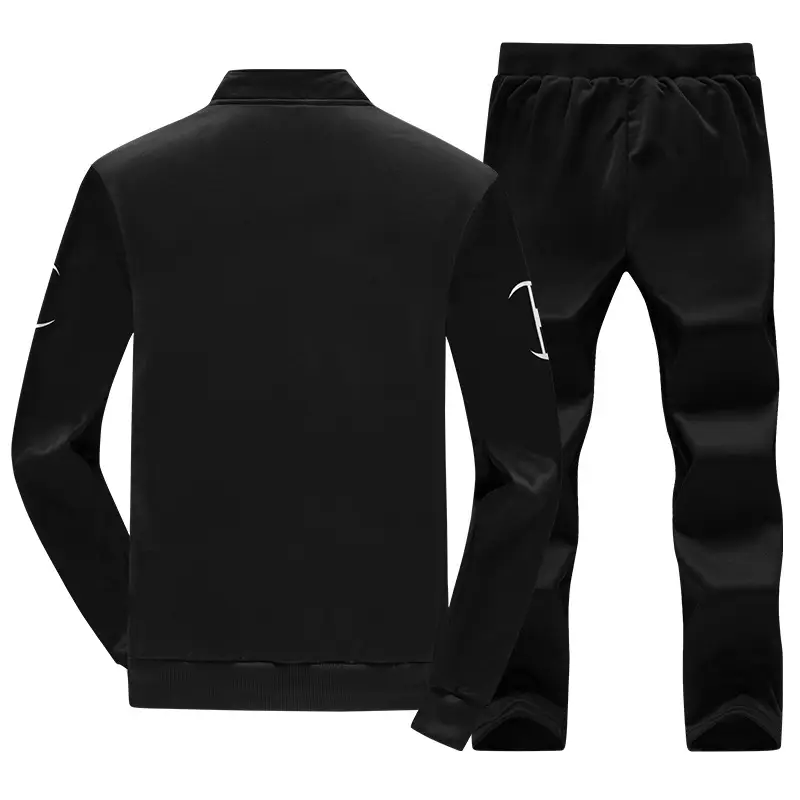 Men Black Printed Letter Sweater Trousers Large - Image 5