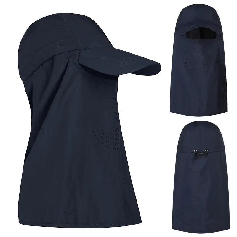 Men's Anti-UV Neck Cover with Cap White - Image 2