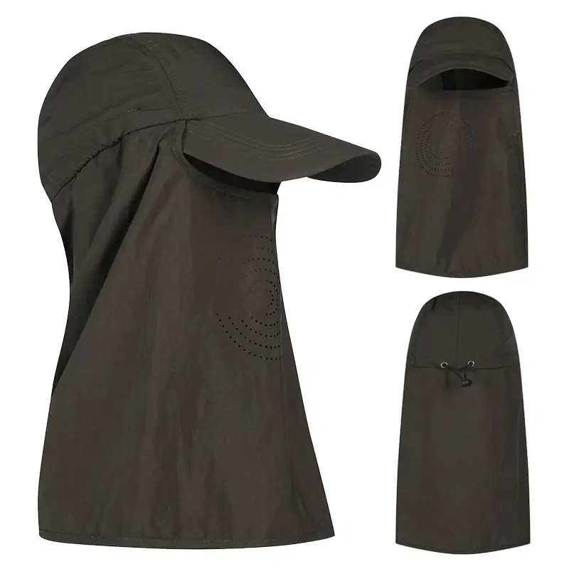 Men's Anti-UV Neck Cover with Cap White - Image 3