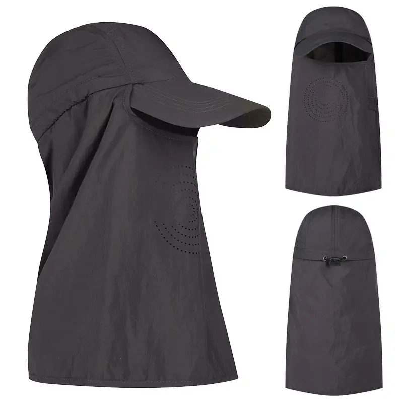 Men's Anti-UV Neck Cover with Cap White - Image 6
