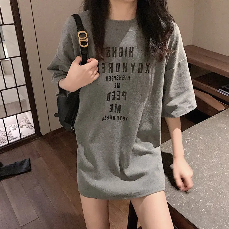 Women Loose Letter Print T-Shirt White Summer 2025 - Image 4