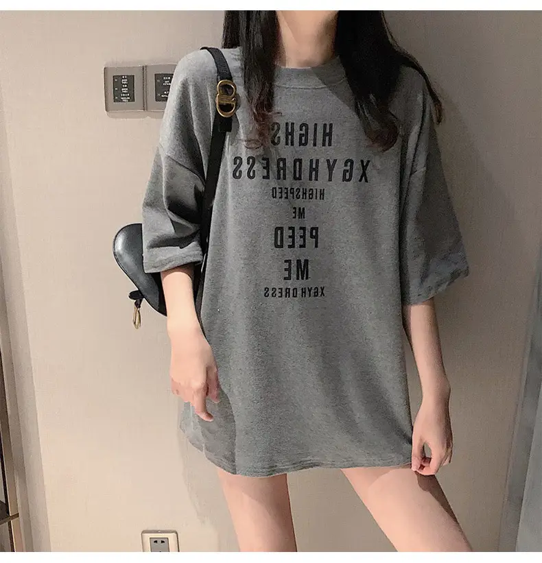 Women Loose Letter Print T-Shirt White Summer 2025 — feature 10