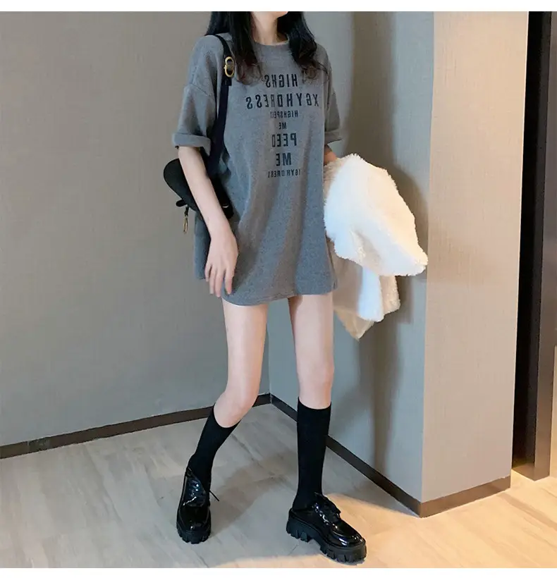 Women Loose Letter Print T-Shirt White Summer 2025 — feature 11