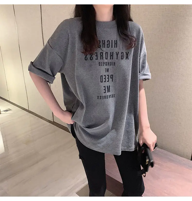 Women Loose Letter Print T-Shirt White Summer 2025 — feature 3