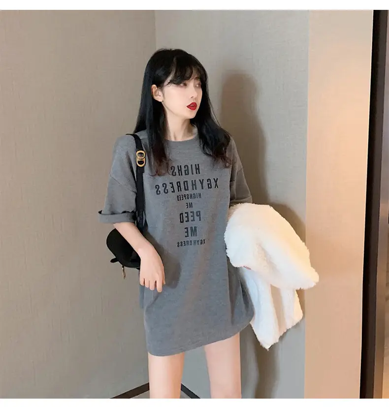 Women Loose Letter Print T-Shirt White Summer 2025 — feature 4