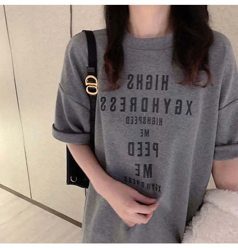 Women Loose Letter Print T-Shirt White Summer 2025 — feature 6